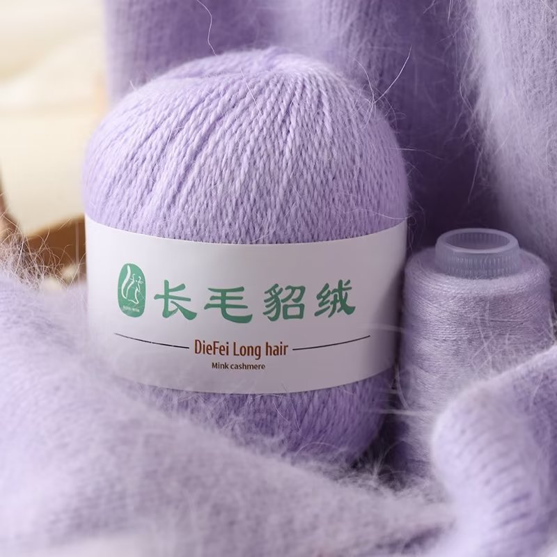 长毛水貂绒毛线 手编山羊绒织帽子外套机织中粗貂围巾羊绒线 跨境
