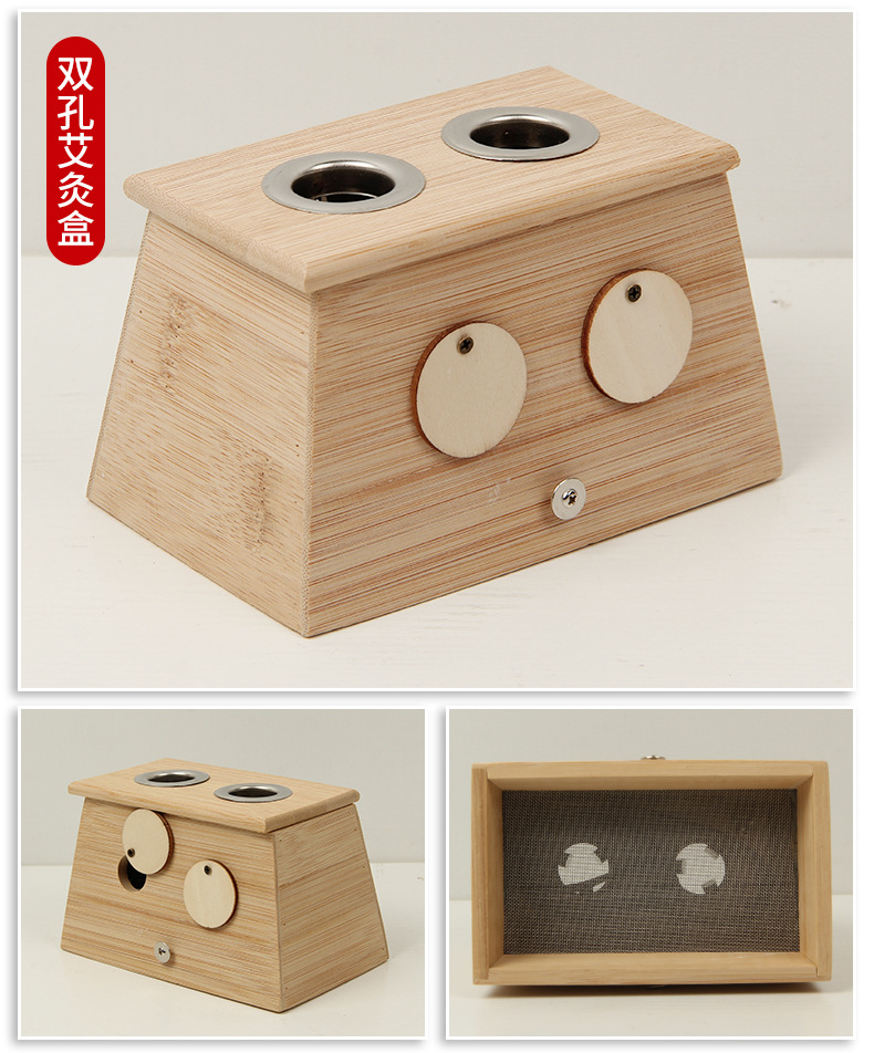 Six Hole Bamboo Moxibustion Box Ai Jiu Ge Traditional Moxa Warming Device for Body Therapy in use