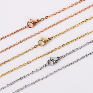 304 Titanium Steel Hammer Cross Chain Flattened O-Shaped Chain Rose Gold Clavicle Titanium Steel Necklace DIY Pendant Jewelry with Chain
