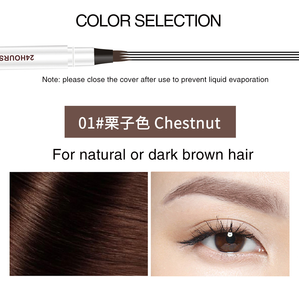 A best-selling four-fork liquid eyebrow pencil for foreign trade, waterproof and non-smudge, extremely fine 4-fork water eyebrow pencil, wild eyebrow factory direct sales undefined