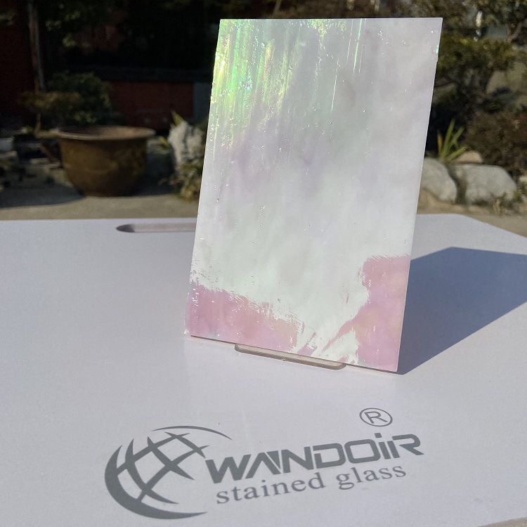 【厂家直销】彩色玻璃  粉红色幻彩波纹玻璃 教堂玻璃【OPAL 17】