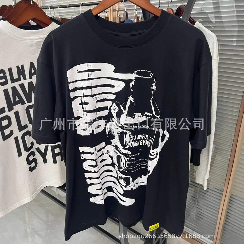 美式潮牌COUGH SYRUP跨境专供高版本印花短袖纯棉情侣款短袖T恤|undefined
