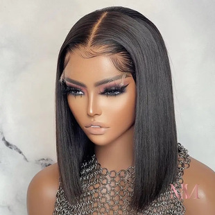 Amazon European and American fashion wig front lace 13*4bobo head split bangs wig full head cover in stock