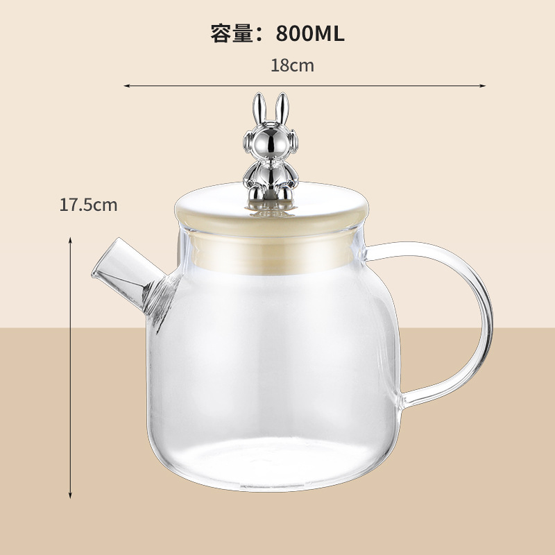 800ML 유리 냄비 (베이지 색)