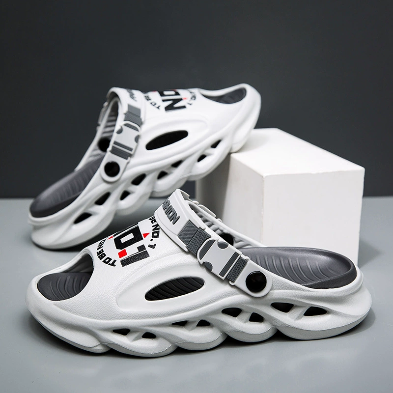 Летние мужские сандалии, сандалии на толстой подошве, которые напоминают шагать по дерьму, уличная двухслойная пляжная обувь, новая верхняя одежда, повседневные модные тапочки.