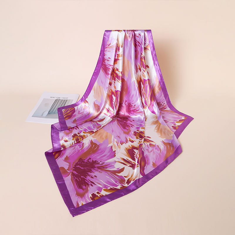 Square Satin Silk Scarf Trendy Versatile Shawl For Women_voghion.com