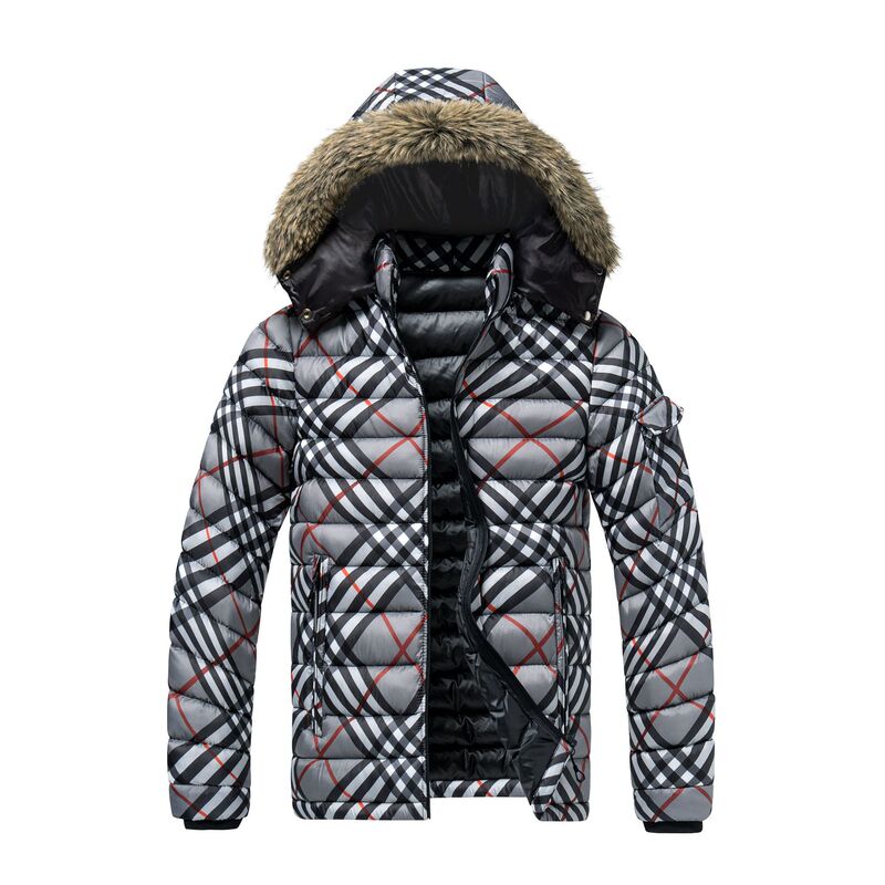 2026 Slim Fit Detachable Hood Coat, Warm Cotton Jacket for Men, Light Luxury Striped Thickened, Cross-Border Burberry Detachable 2026 Slim Fit Detachable Hood Coat, Warm Cotton Jacket for Men, Light Luxury Striped Thickened, Cross-Border Burberry Detachable
