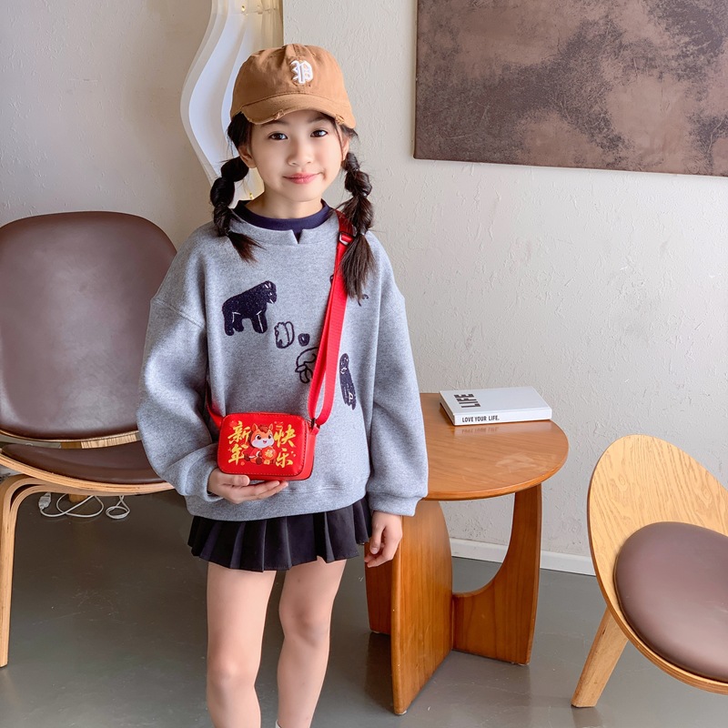 2026 Año del Caballo Festival de Primavera niños bolsas de Año Nuevo dibujos animados lindas bolsas de hombro para niños y niñas de estilo nacional festivo bolsas de Año Nuevo para niños