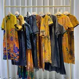 香云纱女装高品质大牌女装旗袍品牌折扣春装尾款批货一手货源批发