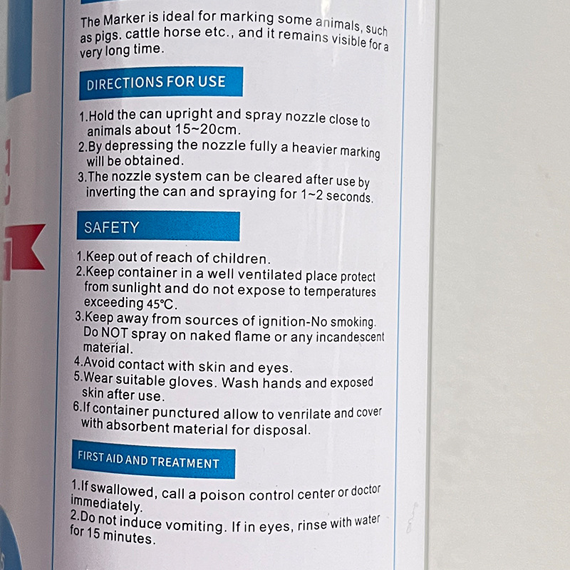 Cerdo marca spray 650ml rojo, verde y azul tricolor animal marca spray pintura veterinario marca spray equipo de cría