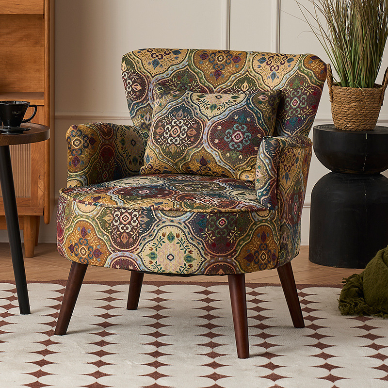 Balcón sala de estar sofá de tela estilo chino estilo americano sofá casual silla de cabecera retró casual silla de sofá