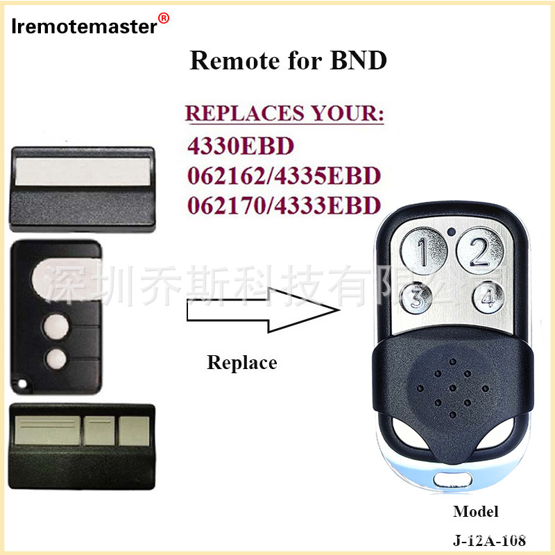 433mhz ABCD/1234键卷帘车库门遥控器兼容 BND 4330E 4335 Remote