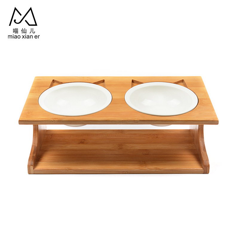 간단한 대나무와 나무 더블 그릇 도자기 그릇