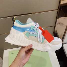 欧洲站男鞋春季OFF老爹鞋男真皮潮牌内增高松糕厚底情侣款运动女