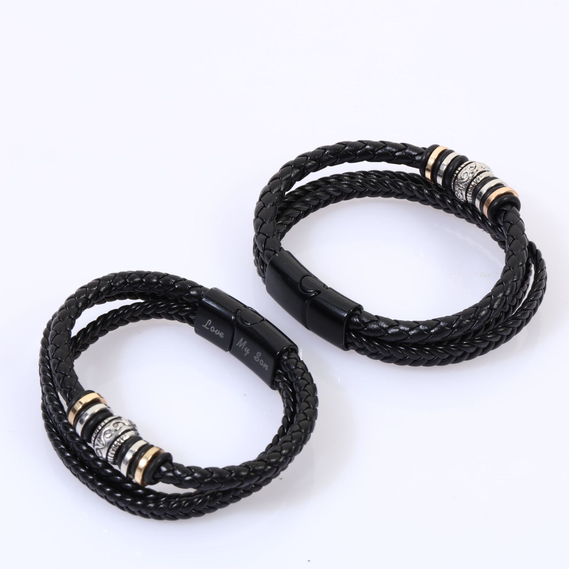 Cross-Bordr Hot Sal Ethnic Styl Stainlss Stl Mn's Multi-Layr Wovn Lathr Cord Magnetverschluss Armband_voghion.com