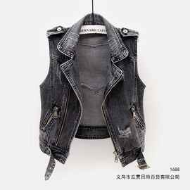 牛仔马甲女秋冬款黑色显瘦外套开衫上衣装韩版修身背心新短款洋气