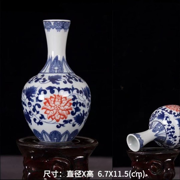 Vaso de escritorio de cerámica de porcelana pequeña boca mini hidroponía de flores retrógradas botellas de flores de porcelana
