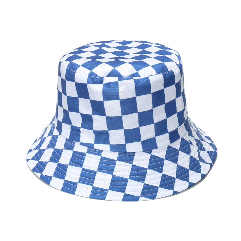 Unisex Fashion Lattice Sewing Flat Eaves Bucket Hat display picture 7