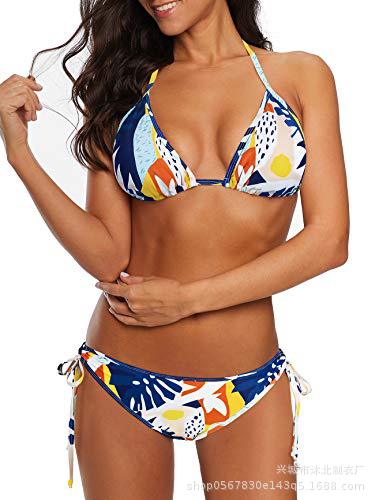Set de Bikini Triángulo con Cordones Set de 2 Piezas de Nylon con Almohadilla sin Aros para Natación y Playa