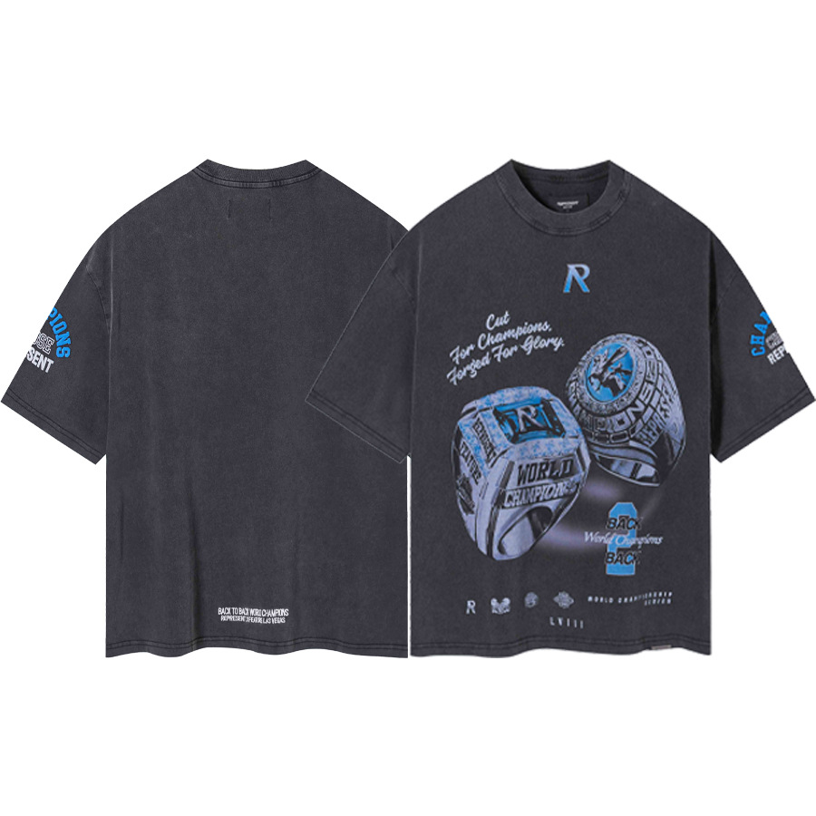 REPRESENT anillo limitado estampado lavado viejo hombre suelto casual camiseta de manga corta
