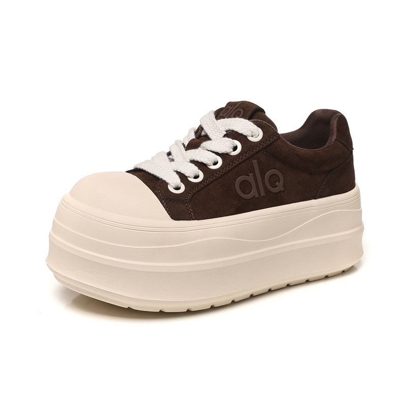 Giày sneaker nữ đế dày tăng chiều cao HY9858 phong cách platform — màu nâu