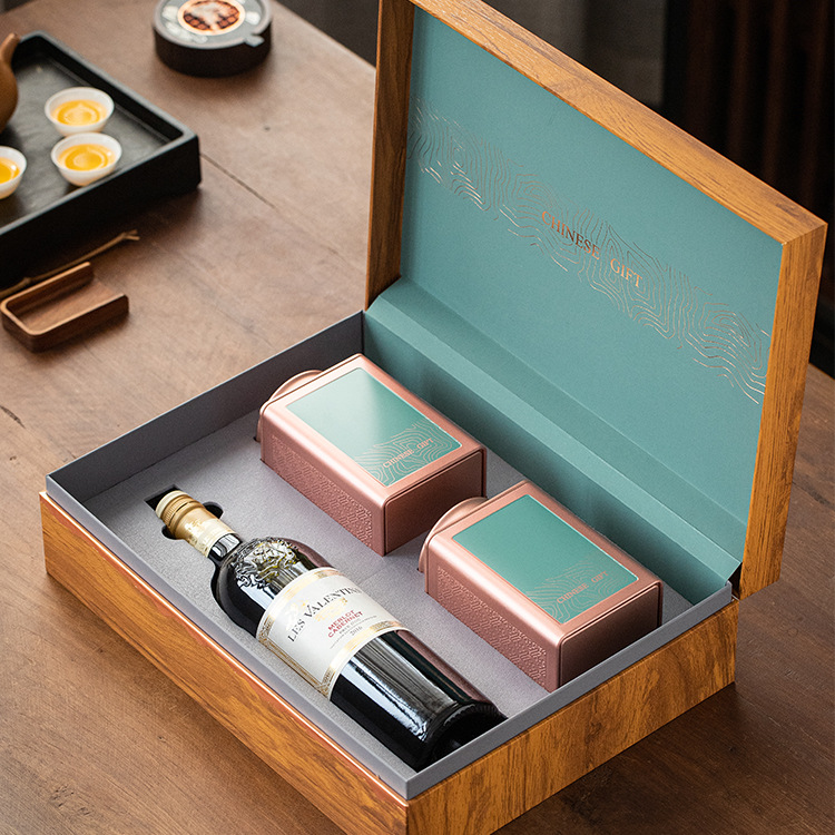 春节送礼红酒茶叶礼盒装空盒葡萄酒配红茶大红袍金骏眉绿茶包装盒