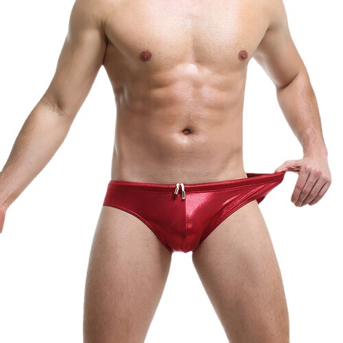 New style CSGS men's bronzing cool shiny hot spring seaside tether copper grain bell triangle swimming trunks wholesale