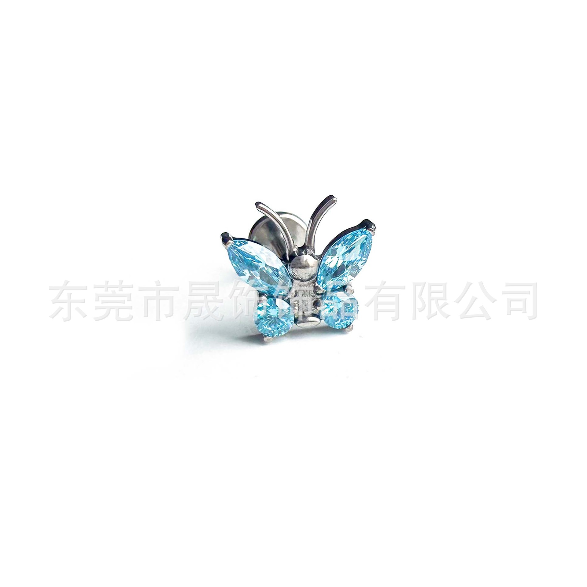 F136 Titanium 触角 Butterfly Cubic Zirconia Ear Stud Helix Cartilage Stud G23 Implant Grade Titanium Labret Stud 人体 Piercing Jewelry