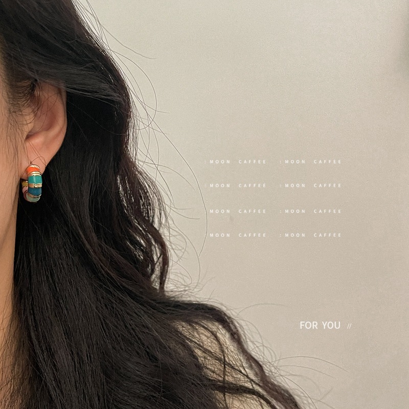 Fashion Geometric Copper Enamel Earrings 1 Pair