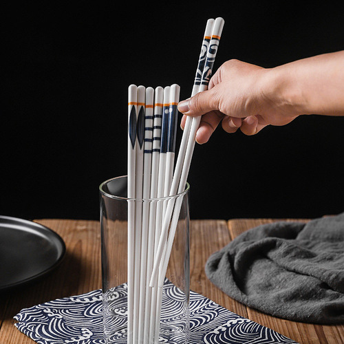 Japanese tableware household ceramic chopsticks creative kitchen chopsticks Hepburn simple high-end public chopsticks 5 pairs per person