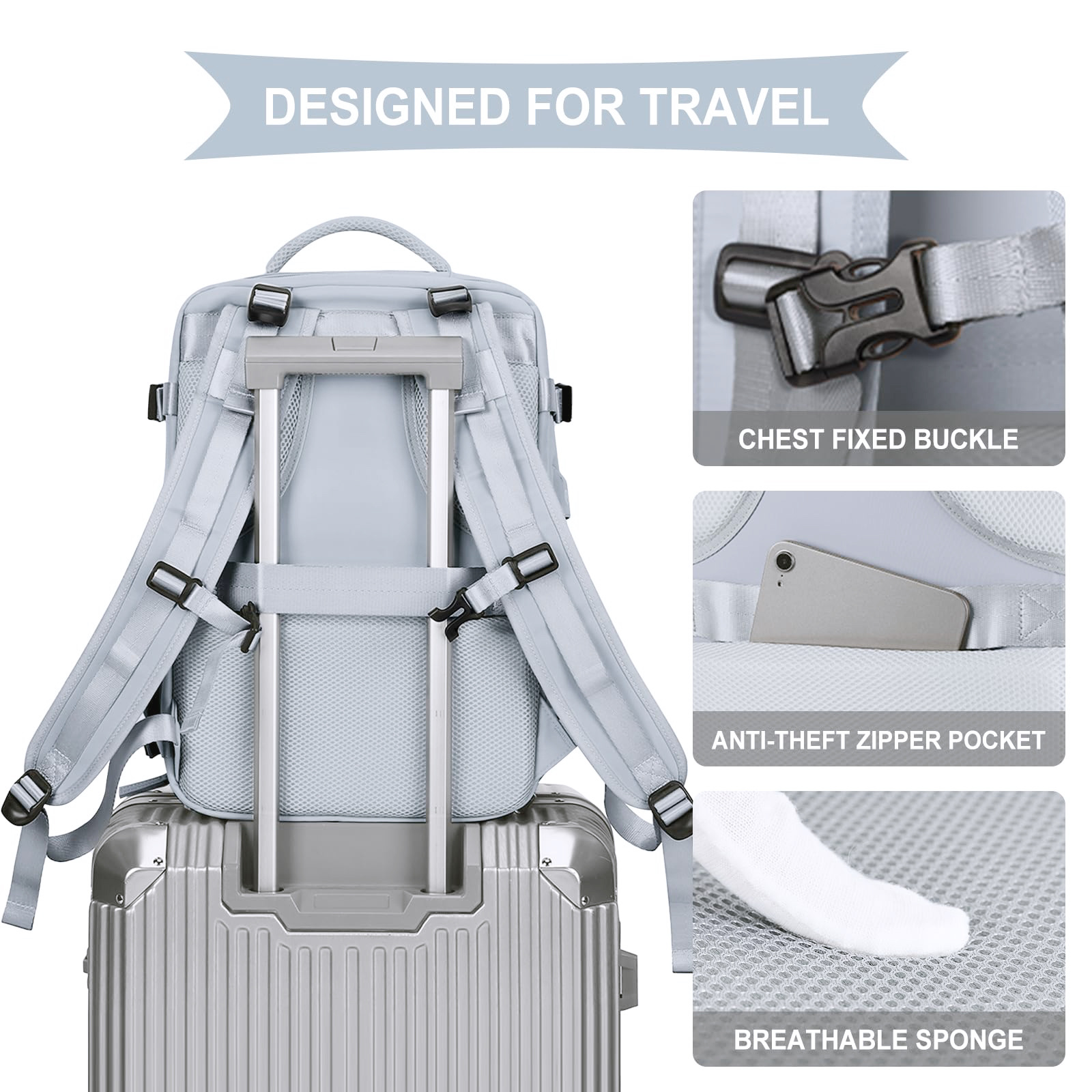 2100g Weight Nylon Lining Material Zipper Closure Type Double Shoulder Straps Strap Type Functional Backpack Bags Type Daily, Street, Shopping Occasion Nylon Material Waterproof Function Laptop Backpack Backpack Solid Color Pattern All Seasons Season Unisex Gender Elegant, Streetwear Style Square Shape Travel Backpack Girls Large Capacity Multi-Functional Luggage Backpack Short Trip Business Travel Bag 24