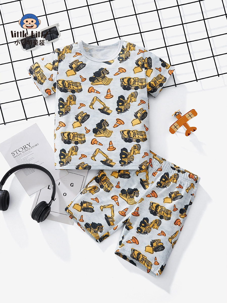 Children's T-Shirt Suit New Kidsren's Short-Sleeved Casual T-Shirt Kidsren's Summer Suit New Suit Kidsren's Short-Sleeved