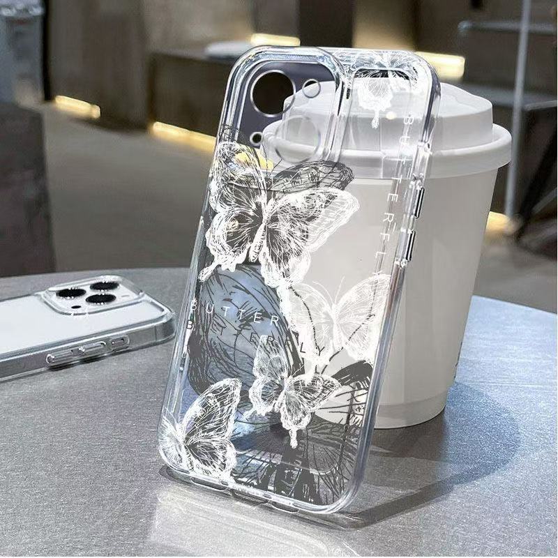 Boceto mariposa para iphone16promax funda para teléfono móvil Apple 15 anti-caída 14pro pintura china 13/12 nuevo