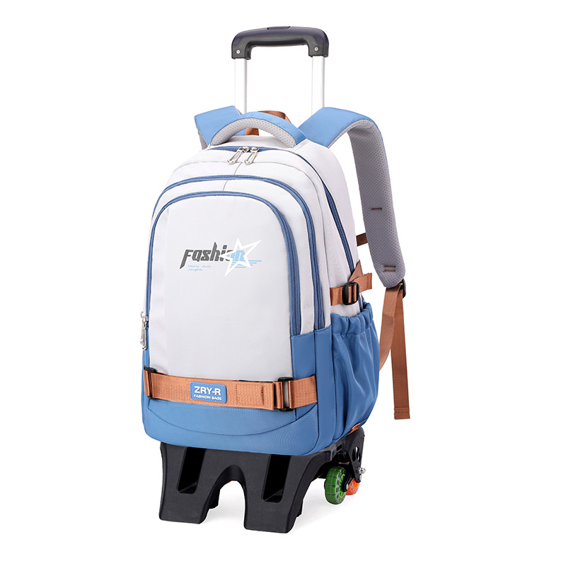 Mochila de pescado natural para niños de grado 3 - 6 estudiantes de secundaria con ruedas de gran capacidad para subir escaleras.