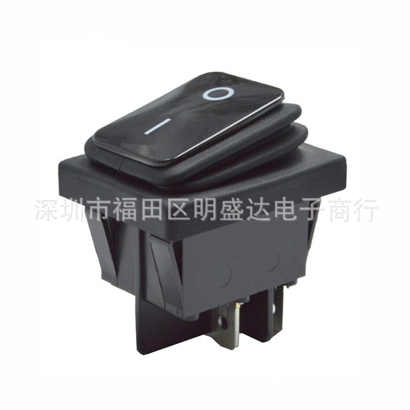 HONYONE防水船型开关WR-210-P5N-BB翘板开关4脚2档22A大电流30*22