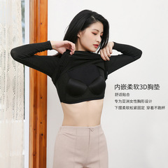 Half turtleneck bottoming shirt for women with bra padded bra all-in-one long-sleeved T-shirt 2022 German velvet new slim fit spring, autumn and winter