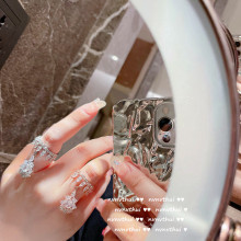 璀璨花朵宝石戒指 镀18K金水滴皇冠流苏花朵戒指 关节戒可调节