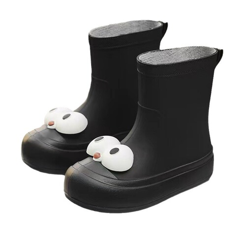 Cute cartoon all-season rain boots for women, velvet, warm, non-slip, waterproof shoes, women's rain boots, short-tube outdoor parent-child water boots
