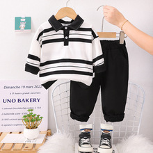 男童帅气条纹Polo衫童套装秋装儿童服装0-5岁小童翻领T恤长袖卫衣