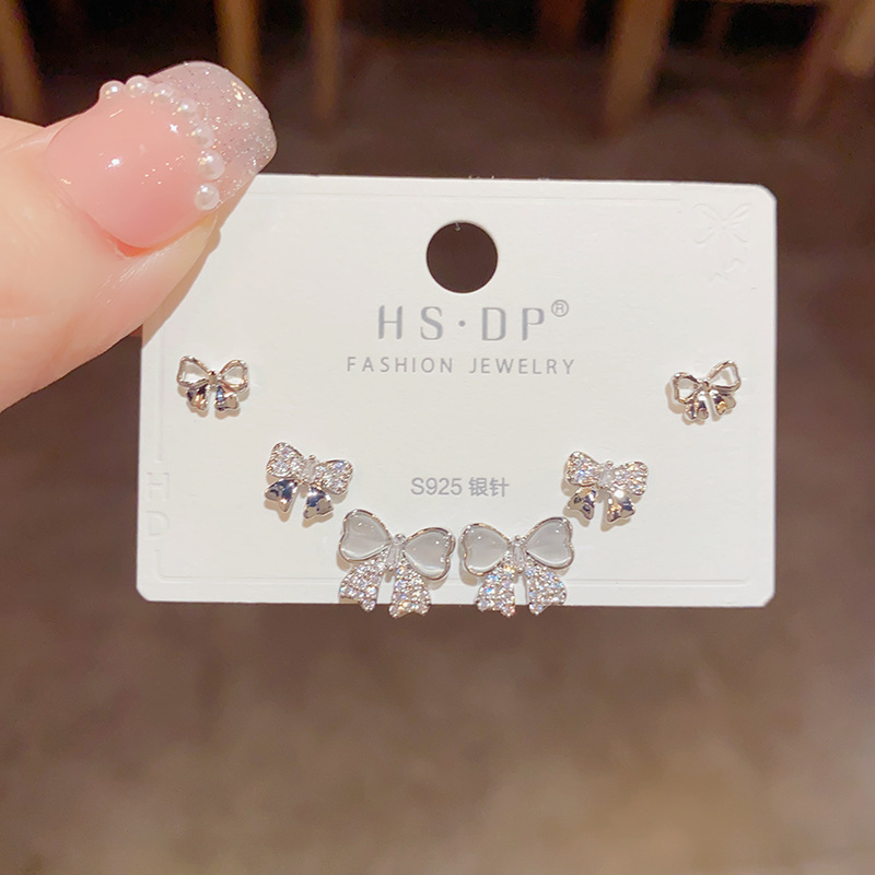 Ear Studs Classification 1 Set Simple Style Classic Style Bow Knot Plating Copper 14K Gold Plated Ear Studs
