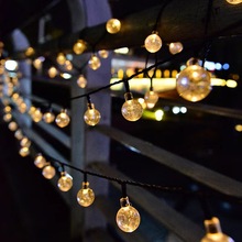 铜线led串灯户外 太阳能气泡球灯串圣诞彩灯露营庭院防水装饰灯