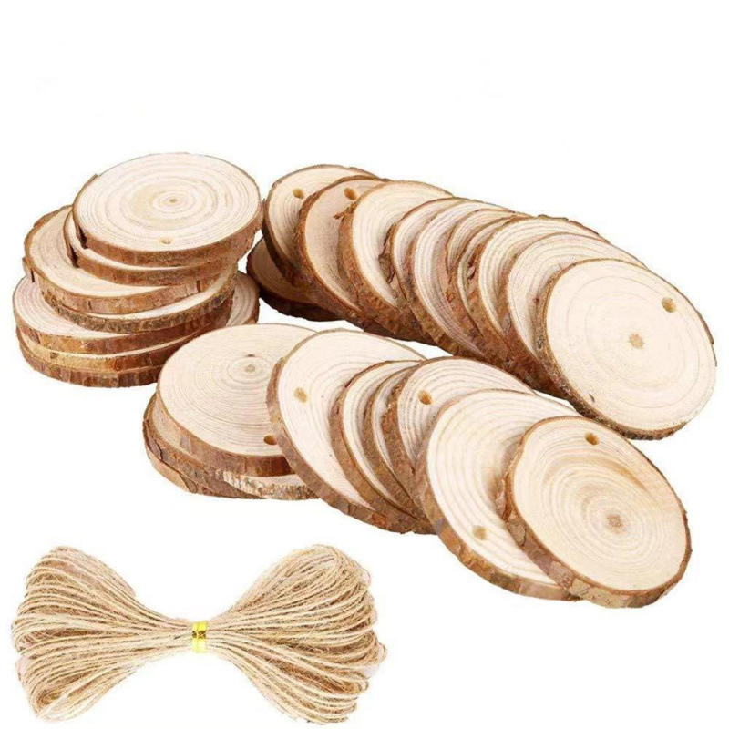Punched A-Shaped Round Wood Pieces DIY Tree Ring Pine Wood Pieces Wooden Photography Props Background Wall Decoration Tree Ring Round Wood Pieces
