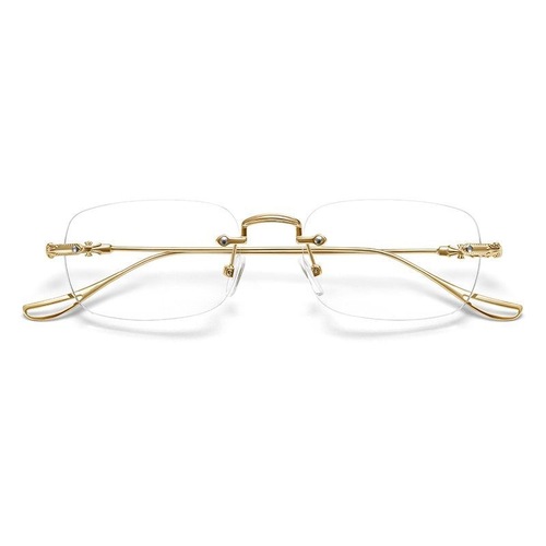 Fashionable Women's Anti-Blue Light Reading Glasses High-Grade Elderly High Definition Ultra-Light Metal Diamond-Edge Rimless Glasses