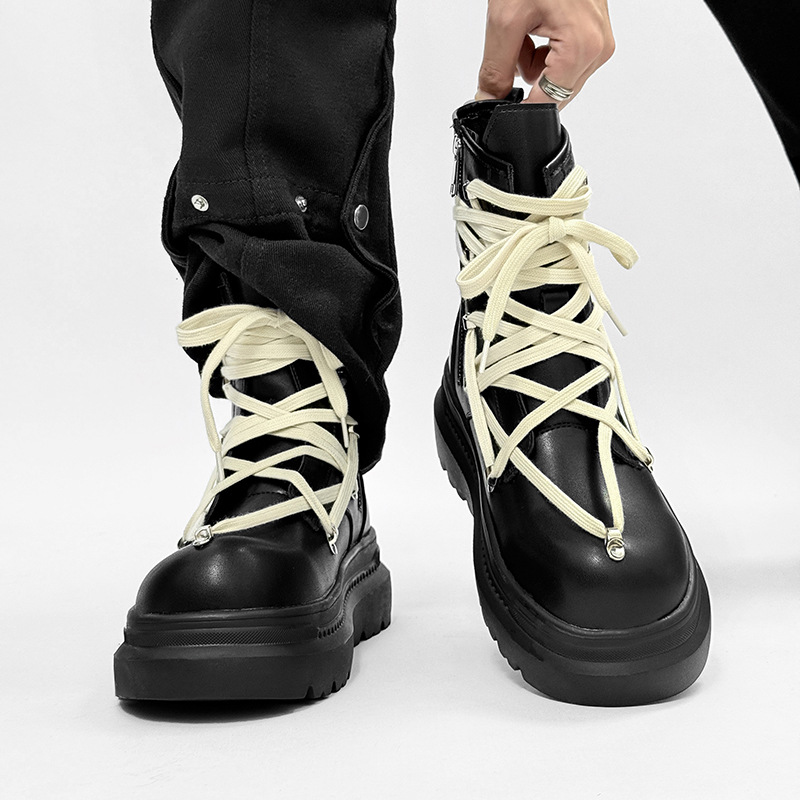 厚底百搭五星芒增高马丁冬季机车靴