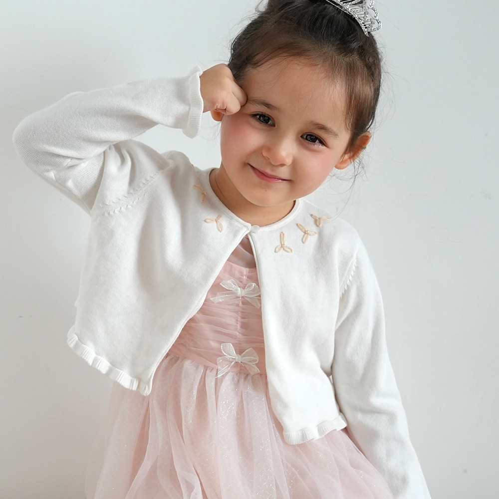 Suéter de niña de estilo palacio español, chal pequeño, vestido a juego, cárdigan de punto para niños hecho a mano