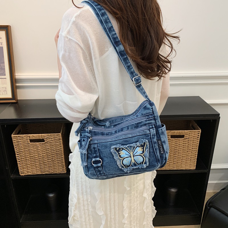 Böyük Həcmli Denim Çanta - Çiyin və Krossbody Tote Modeli