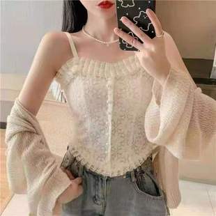 Gentle Summer Lace Vest Female Spice Girl Design Sense Niche Outfit Outer Wear Slim-fit Beautiful Back Breast Pad Pure Sling
