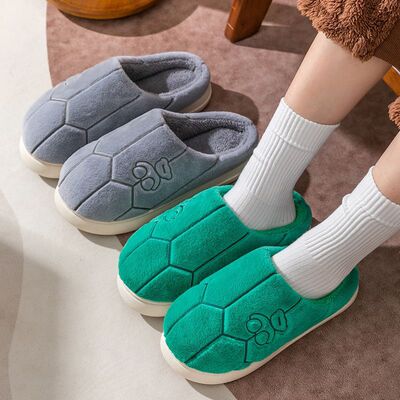 新款棉拖鞋女男家用冬季厚底防滑毛绒室内情侣可爱保暖包跟月子鞋|ru