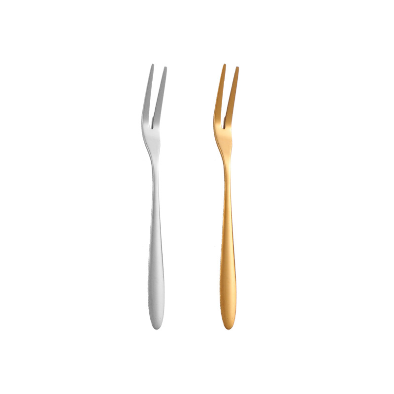 Vajilla de acero inoxidable tenedor de fruta hogar creativo tenedor de dos dientes tenedor de pastel de luna hotel exquisito postre tenedor imprimible LOGO