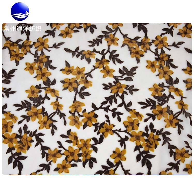 厂家供应 涤纶韩国绒烧花烂花 丝绒烂花 锦粘烂花 来样 订 做